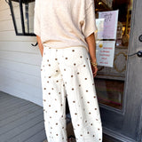 Brown Polkadot Wide Denim Pant