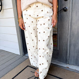 Brown Polkadot Wide Denim Pant
