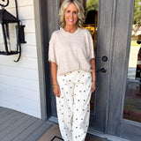 Brown Polkadot Wide Denim Pant