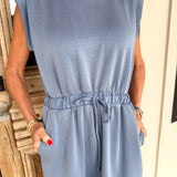 Denim Blue Crewneck Mini Dress