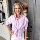 Pink + Blue Stripe Oversize Blouse