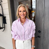 Pink + Blue Stripe Oversize Blouse