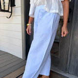 Blue Oxford Striped Barrel Pants