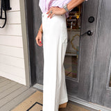 White High Wide Leg Ankle Jeans