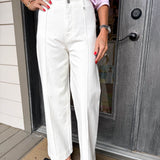 White High Wide Leg Ankle Jeans
