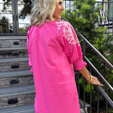 Trisha Pink Embroidered Mini Dress