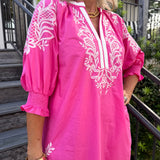 Trisha Pink Embroidered Mini Dress