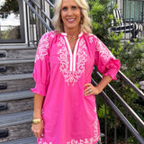 Trisha Pink Embroidered Mini Dress