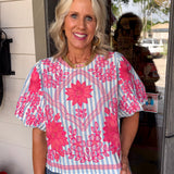 Vivian Striped Embroidery Top
