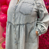 Cammie Denim Mini Dress - Curvy