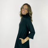 Black Quarter Sleeve Bow Dress