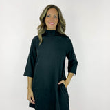 Black Quarter Sleeve Bow Dress