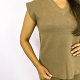 Brown V Neck Sweater Vest Set