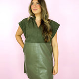 Army Green Mixed Media Dress