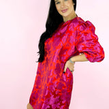 Red/Pink Asher Jacquard Dress