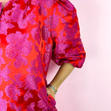 Red/Pink Asher Jacquard Dress