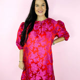 Red/Pink Asher Jacquard Dress