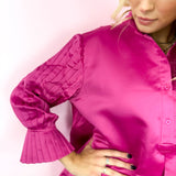 Magenta Kimberly Pleated Top