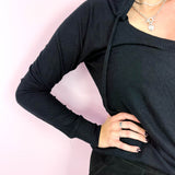 Black Simple Wave Hoodie Set