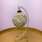 Round Glass Ball Ornament w/ Sequins