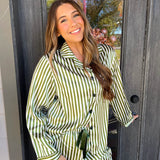 Long Sleeve Green Stripe PJ Set