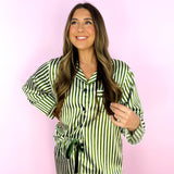 Long Sleeve Green Stripe PJ Set