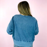 French Teal Mineral Wash Sweater Top