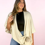 Shawl with Faux Fur Pom ends