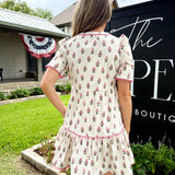 Adelyn Cottage Stripes Tan Mini Dress