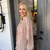 Animal Print Pleated Blouse