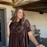Chocolate Brown Velvet Babydoll Top