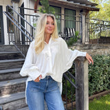 Balloon Sleeve Button Down Blouse
