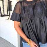 Black Courtney Mesh Top