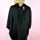 Black Poly Silk Caftan Tunic Top
