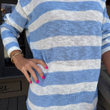 Blue + White Striped Sweater Set