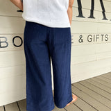 Navy Corduroy Ankle Pant