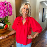 Camille Red + Pink Top