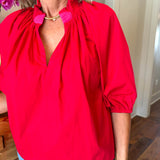 Camille Red + Pink Top