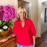 Camille Red + Pink Top