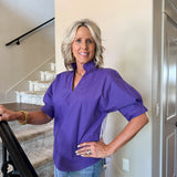 Caroline Contrast Purple Stripe Top