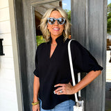 Caroline Waffle Black Top