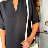 Caroline Waffle Black Top