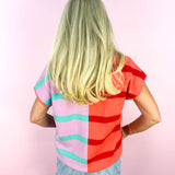 Coral Lilac Stripe Hannah Sweater