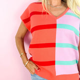 Coral Lilac Stripe Hannah Sweater