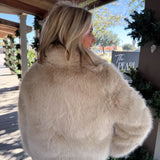 Cream Fur Collar Coat