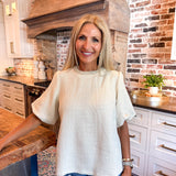 Cream Nicolette Pearl Tweed Blouse