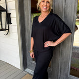 Black Dream Relaxed Capri Lounge Set