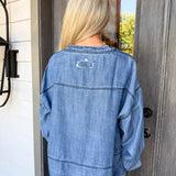 Denim Henley Blouse