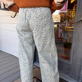 Distressed Animal Print Barrel Jeans