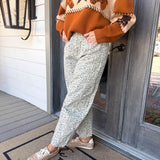 Distressed Animal Print Barrel Jeans